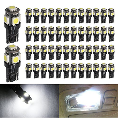 Boodled 50pcs 194 Bombilla Led Blanca Negro Cuerpo Luz 12v 1