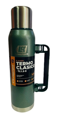 Termo Acero Inox 1.3 Lt Lusqtoff Tapón Cebador Color Verde