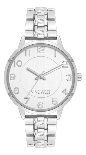 Nine West Reloj De Pulsera Facil De Leer Para Mujer, Platead