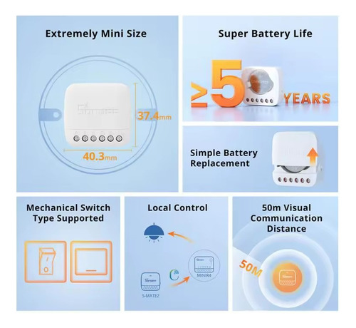 Sonoff Interruptor S-mate2 Control Local Ewelink Con Pila