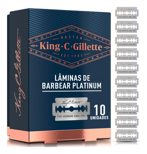 King C.gillette Lâminas De Barbear Duplo Fio Com 10und