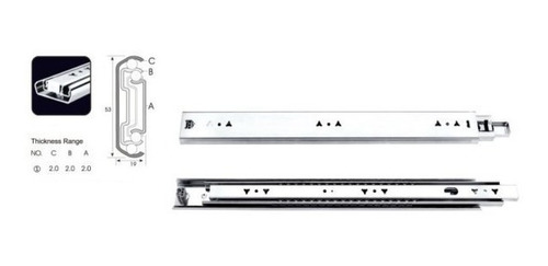 Corredera Ext Trabajo Pesado  Cap Carga 100kg 600mm (1 Jgo)