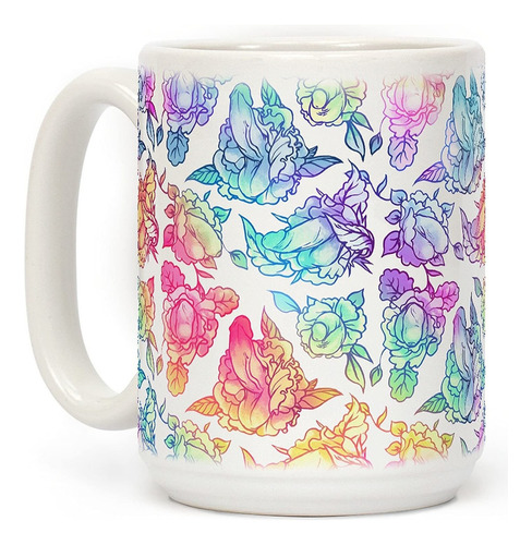 Lookhuman Floral Penis Rainbow White 15 Oz Taza De Café De C