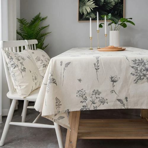 Mantel Rectangular De Lino Y Algodón Para Mesa