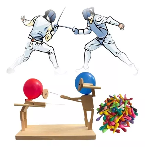 Juguete de broma Genérica Balloon Bamboo Man Battle 2 Player Handmade Wooden  Puppets 2 Players Wooden Bots Battle Game 2 Players Fast Rhythm Balloon  Fight Party Hit a color jugador sólido de