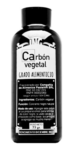 Carbón Vegetal 75g Grado Alimenticio Pastelar Repostero - Cc