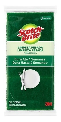 Imagem 2 de 4 de Esponja Multiuso 3m Scotch Brite Lava Louças Limpeza Pesada