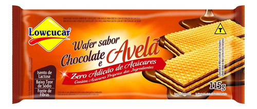Biscoito Wafer Chocolate E Avelã Zero Açúcar Lowçucar 115g
