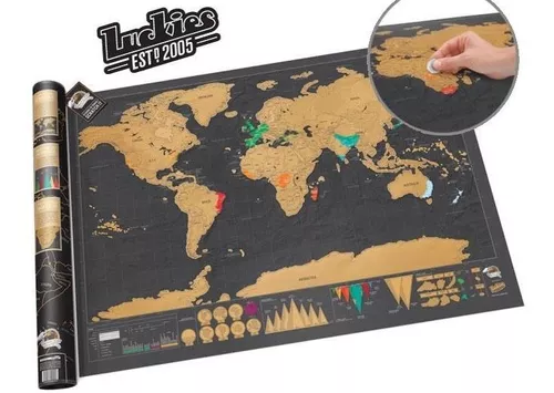Mapa Scratch the World® para raspar los lugares a los que has viajado, con  cartografía detallada, de 33.11 pulgadas por 23.39 pulgadas