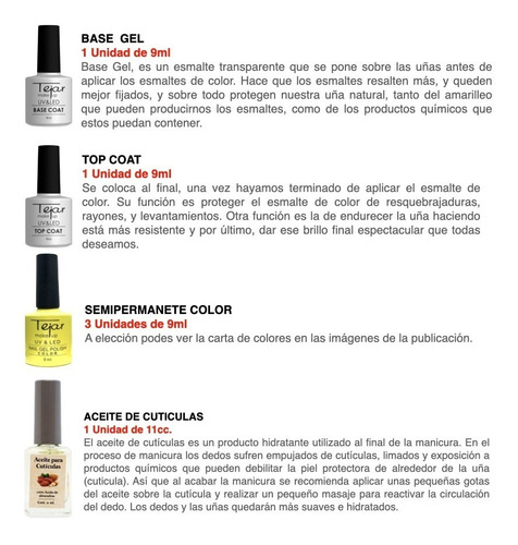 Imagen 6 de 10 de Kit Esmaltes Semipermanente Tejar + Kit Removedor