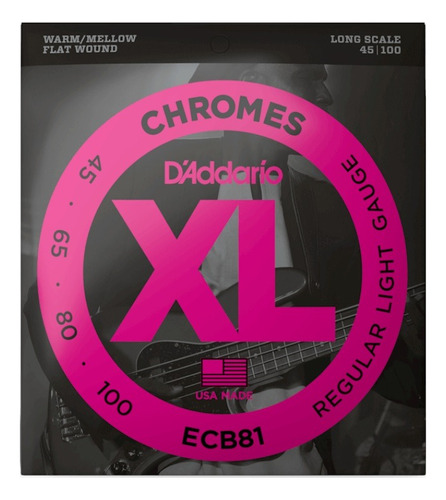 Daddario Ecb81 Cuerdas Bajo Eléctrico De 4 Cuerdas Chromes