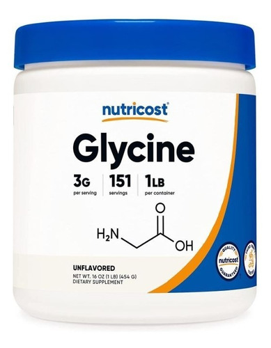 Original Nutricost Polvo Glicina, Glycine, 3gr, 1 Lb, 151ser