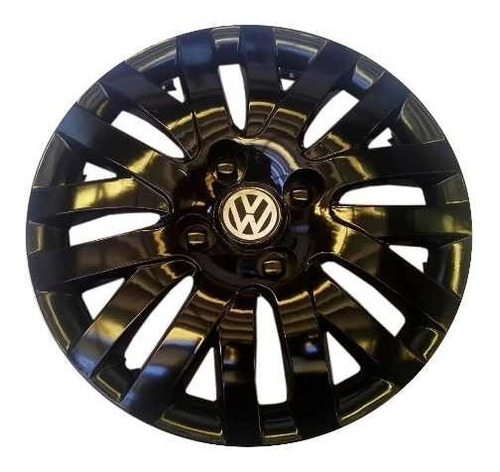 Juego 4 Tazas Negras Rod. 13 Con Logo Vw Gol.senda.saveiro