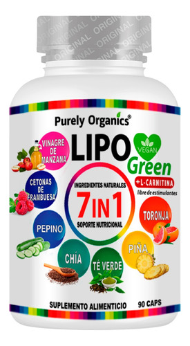 Purely Organics Lipo Green 7 In 1 Orgánico 100% 90 Cápsulas