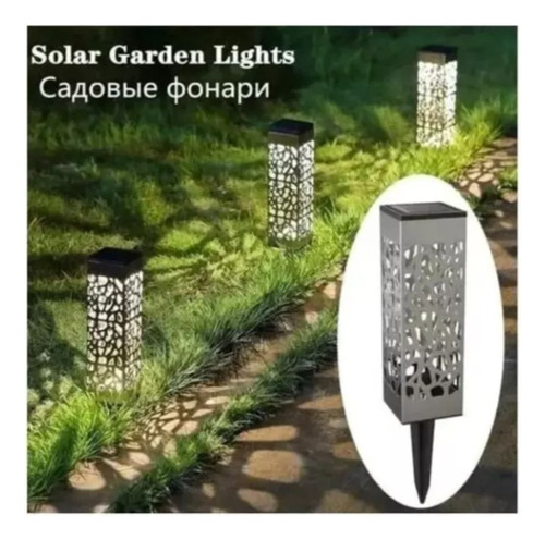 Pack 8 Foco Led Solar Estaca Jardín Tallado - Luz Cálida