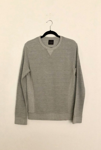 Zara Sudadera Sueter Gris Tejido Con Cuello Redondo