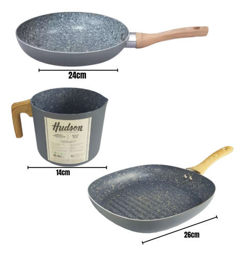 Set Combo Hudson Granito Completo 3 Capas Antiadherente 21pz