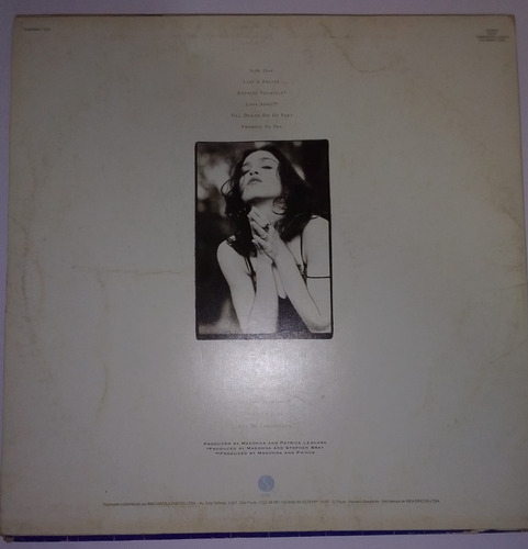 Lp Madonna Like A Prayer 1989 Disco De Vinil Com Encarte (Usado)