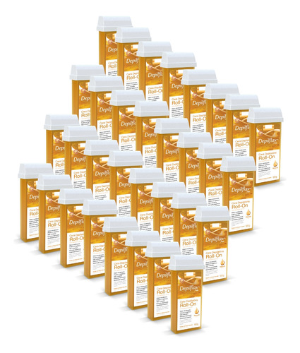Kit 24 Ceras Roll-on Depilatória Mel Natural Refil Depilflax