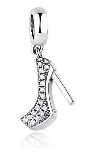 Charm Zapato Tacón Alto Y Circones En Plata 925 Silver Heart