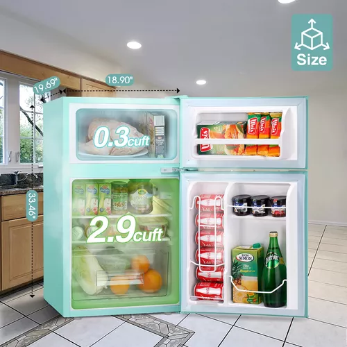 Mini refrigerador con congelador, mini refrigerador de 3.2 pies cúbicos con  2 puertas, refrigerador pequeño compacto para dormitorio, oficina, ahorro