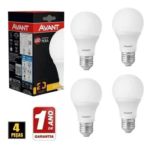 Kit 4 Lâmpadas 15w Branca E27 Bivolt Avant