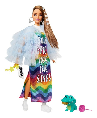 Muñeca Fashionista Extra Mattel + Mascota Y Accesorios Febo