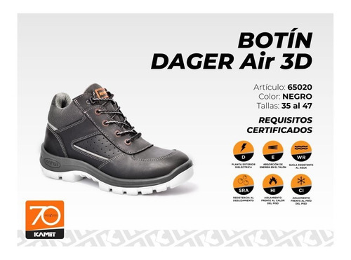Imagen 5 de 9 de Calzado De Seguridad Kamet Botín Dager Air 3d P. Aluminio