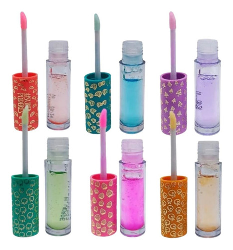 Gloss Labial Lip Oil Hidratante Batom Frutas Kit Com 6 Unid