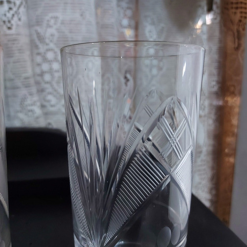 Imagem 6 de 8 de Copo Cristal 2 Unidades 450ml Lapidado Antigo