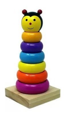 Juego De Aros Apilables De Madera Montessori