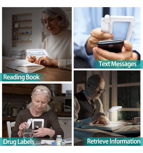 Lupa Recargable De 4x Para Lectura, Con 10 Luces Led
