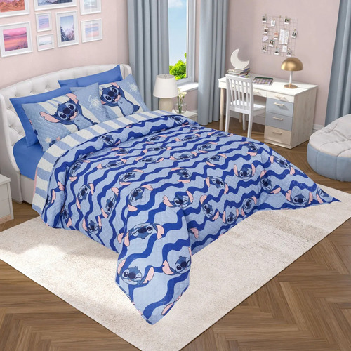 Edrecolcha Matrimonial Stitch Waves Providencia Azul Stitch Waves