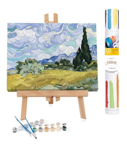 Cuadro Para Pintar Lienzo Canvas Kit Campo Paisaje Van Gogh 