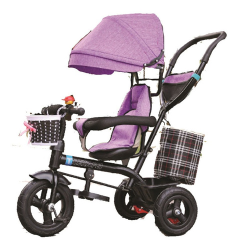 Triciclo De Bebe Con Techo Y Guia 360 Violeta Ml-1005