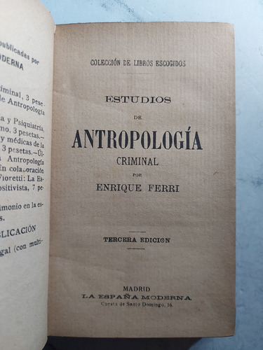 Estudios De Antropología Criminal. Enrique Ferri. Ian 602