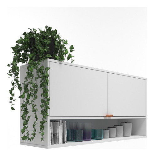 Armario organizador colgante multiusos para cocina, zapatero, color blanco con cobre
