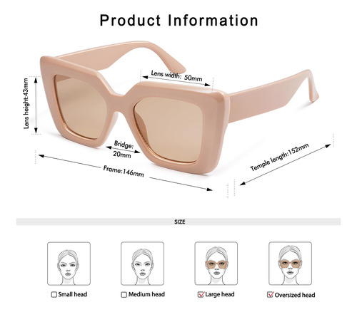 Gafas De Sol Estilo Ojo De Gato Cuadradas De Gran Tamaño Ret