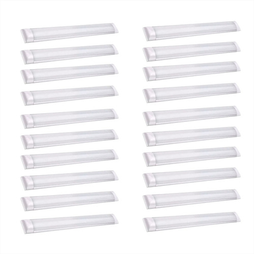 Kit20 Luminária Tubular Led Slim Branco Frio 1,2m 40w Bivolt 110v/220v