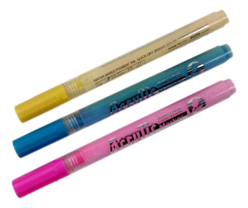 Pack 24 Plumón Marcador Acrílico Toda Superficie Fino 2mm