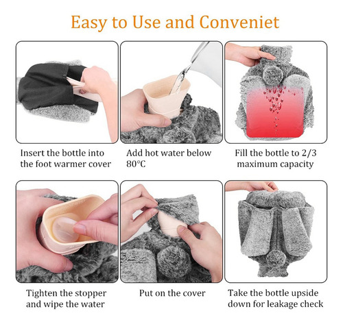 Botella De Agua Caliente For Pies Con Funda De Felpa Suave,