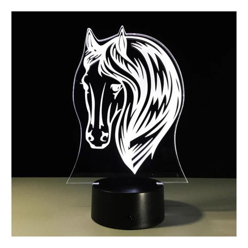Luminária Led A Pilha, Cavalo, Abajur 1 Cor, Decoração Cúpula Diversas Estrutura Preto