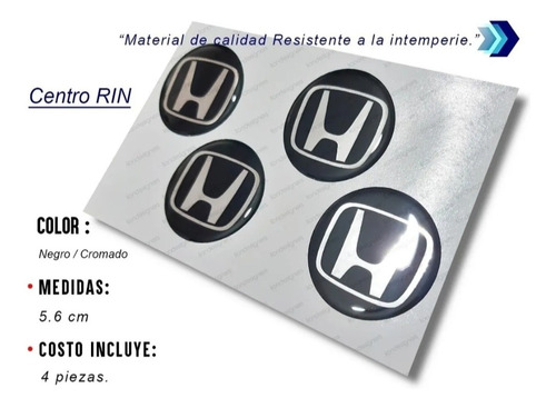 Imagen 1 de 1 de Centro De Rin Honda Civic, Accord, Emblemas Resindos.
