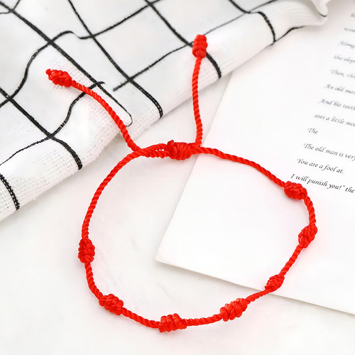 Pulsera roja de Kabbalah con 7 nudos de protección contra el mal