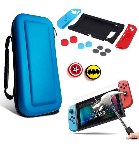  Estuche Para Nintendo Switch + Mica Cristal+ Protector Pack