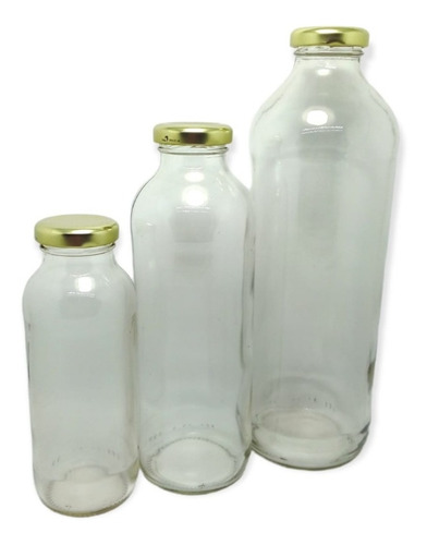 Imagen 9 de 10 de Frasco Vidrio Botella Jugo 910 Cc Boca Ancha T/metal Pack X5