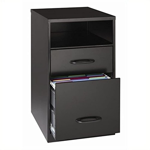 Acero Negro 2 Cajones Mueble Archivador Con Estante