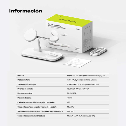 Stand Cargador Inalambrico Ringke Qi2 Compatible Magsafe