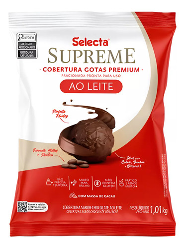 Chocolate Cobertura Em Gotas Selecta Supreme Ao Leite 1,01kg