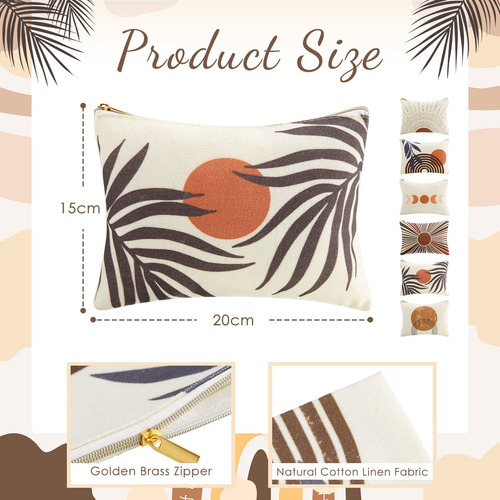 6 Piezas Bolsa De Maquillaje Boho Neceser De Maquillaje Suns